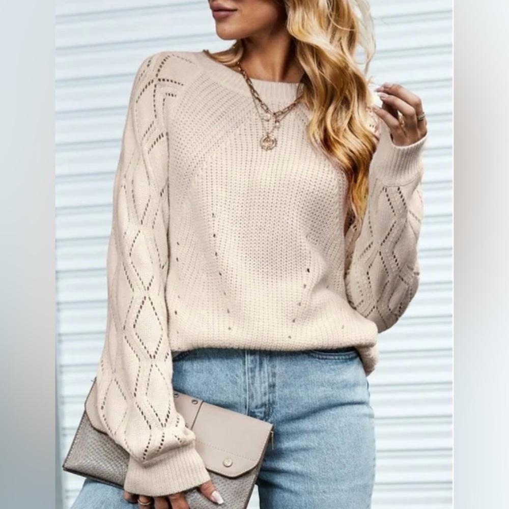 Cupshe Cream Crew Neck Sweater